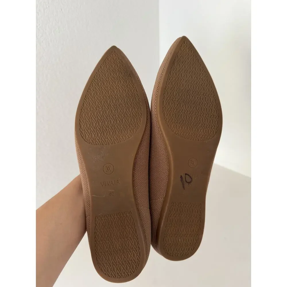 VIVAIA Beige Knit Pointed Toe Slip-On Loafer Flats Size 40